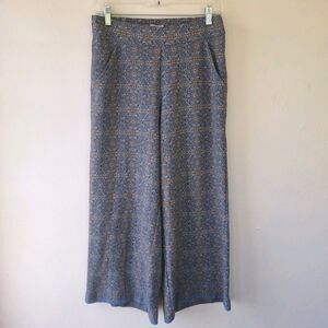 Max Studio Tropical Floral Wide Leg Crop Pants Large Blue Resort Wear Vacation